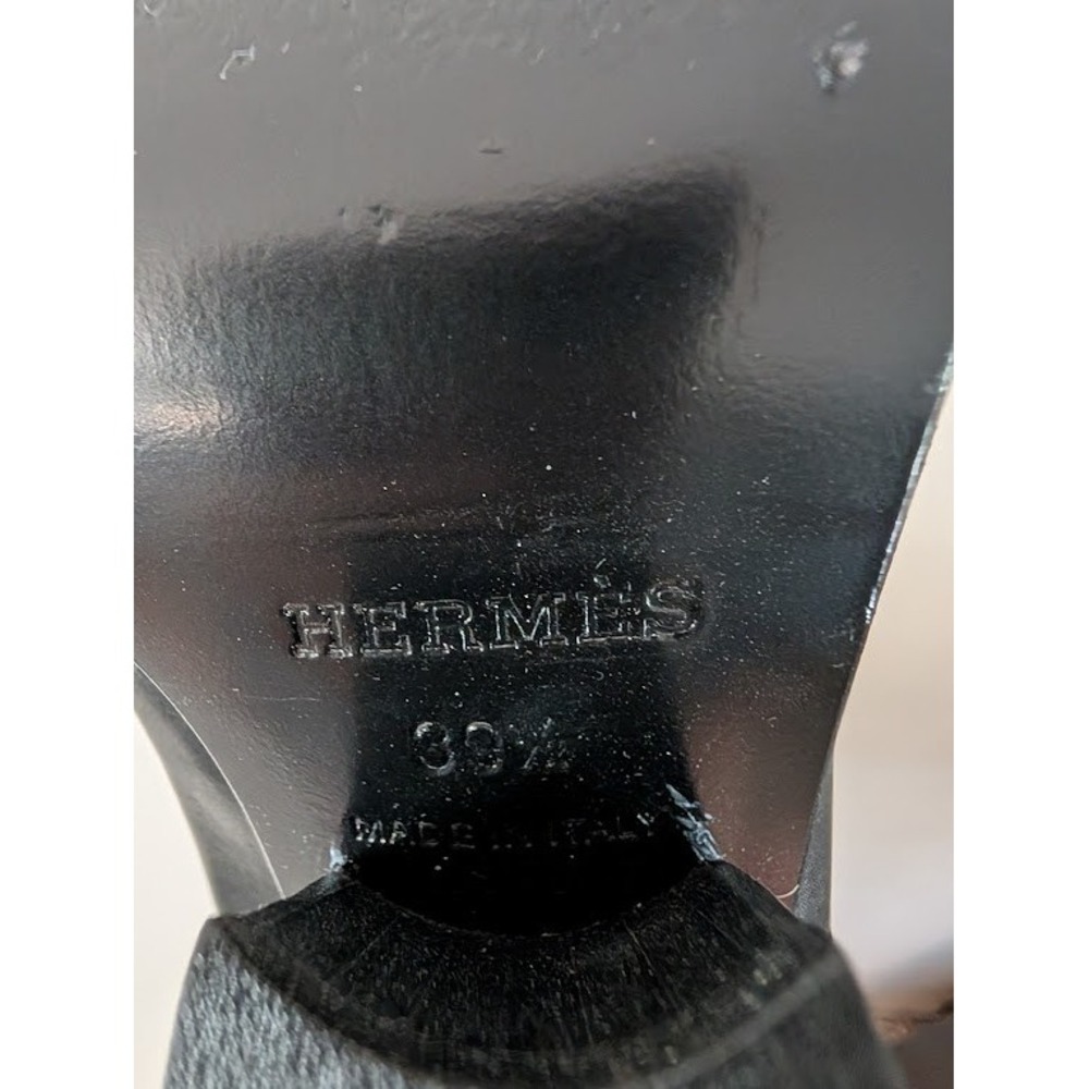 Hermes Milady Black Leather Wedge‎ Ankle Boots Size 39.5/US9 - Picture 8 of 10